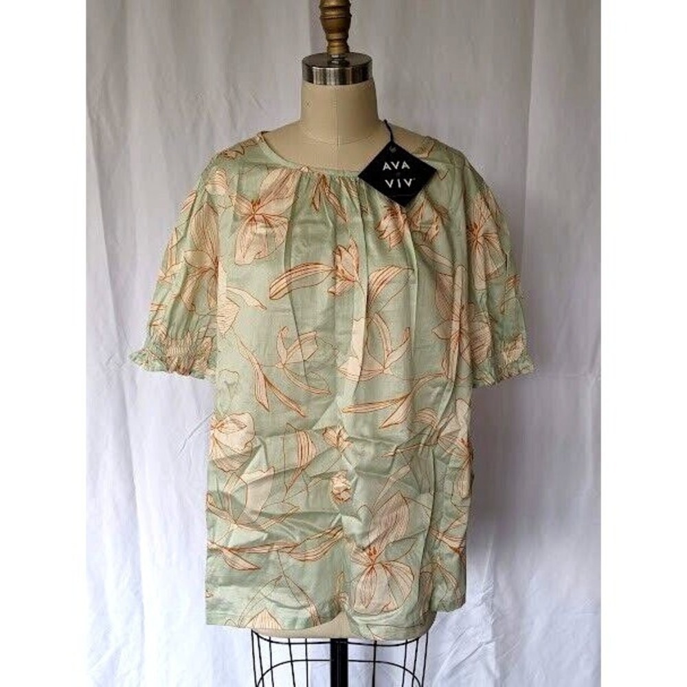 Ava & Viv Top Women's Size XL Floral Lightweight Office Summer Vacation NEW